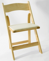 Natural Wood Folding Chair with Ivory Seat